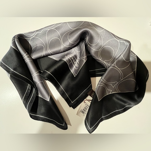 COACH 100% Silk Charmeuse Square Scarf w/Large Signature “C” Allover Print - Picture 1 of 12